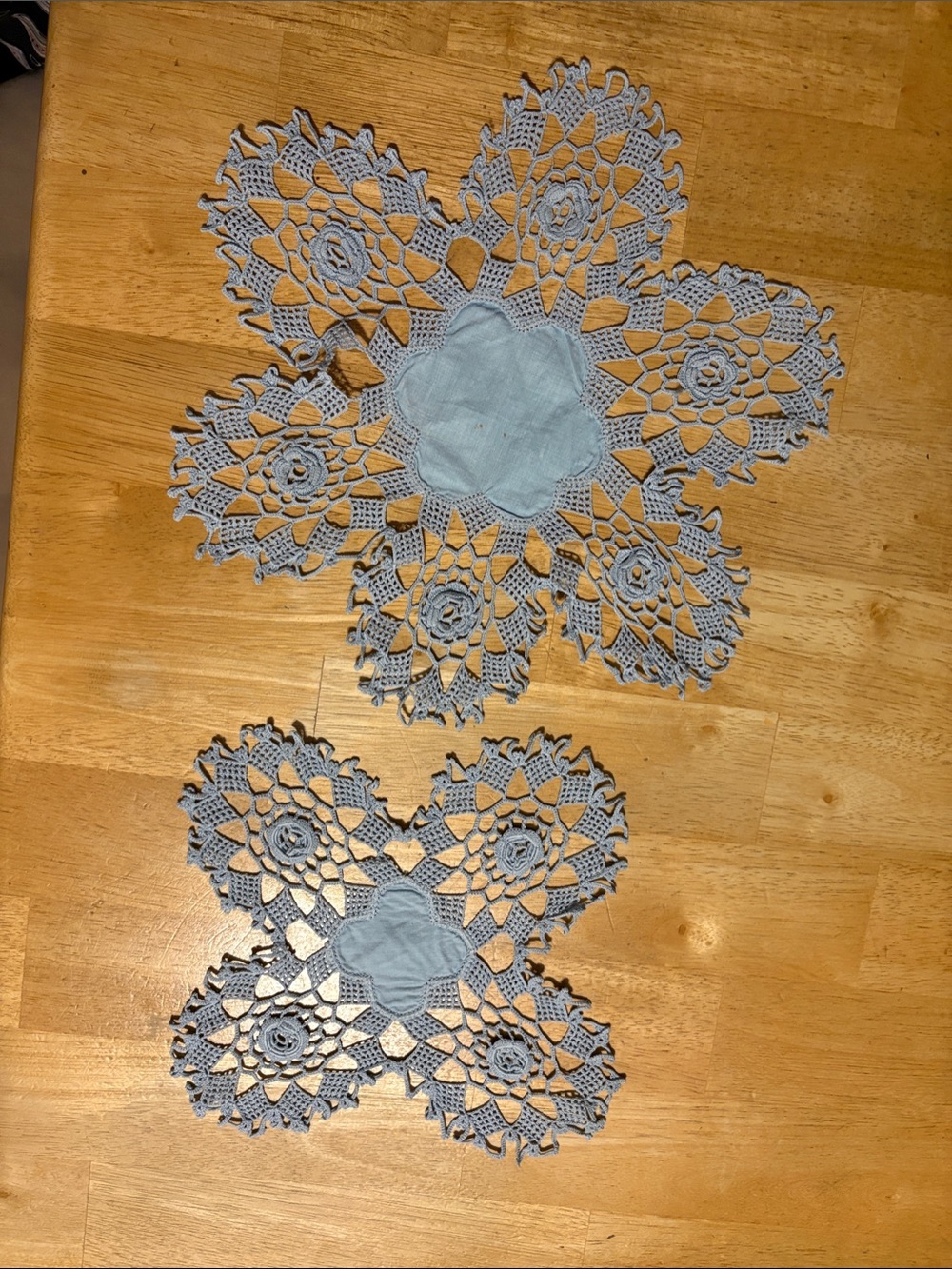 Handmade Light Blue Crochet Doilies - Set of 2